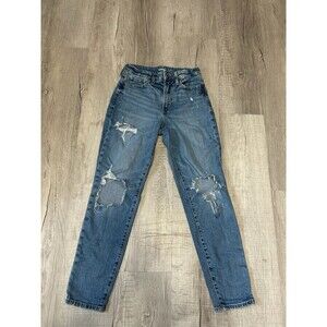 Old Navy OG Straight Jeans High Rise Womens Size 2  Distressed Teen School
